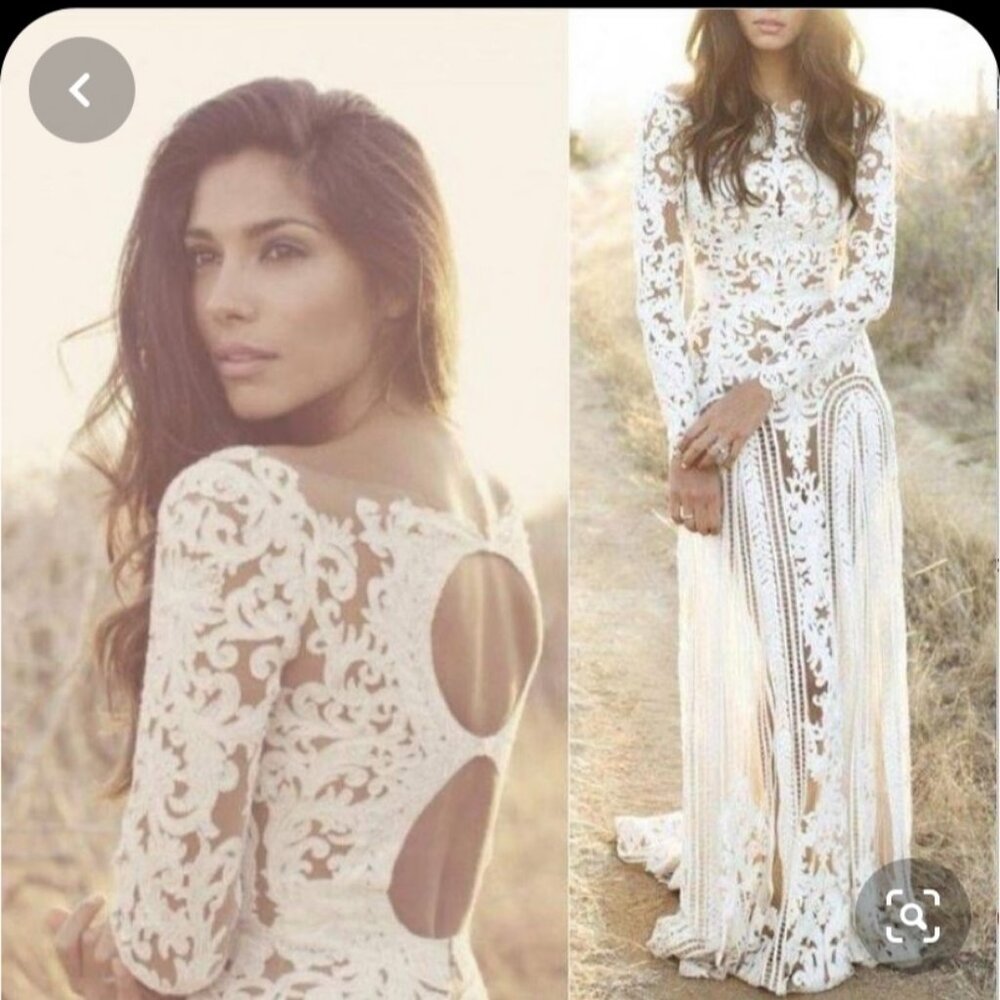 White Boho wedding dress